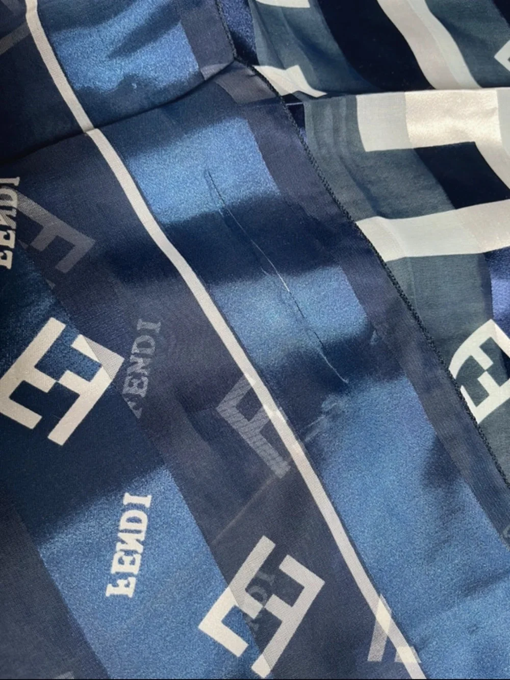 Fendi Navy and White Signature Logo Throw